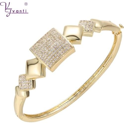 Hot Sale Luxury Ladies Brand Gold Color Filled Multilayer Charm Bracelets Bangles