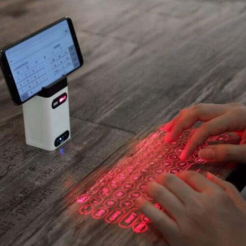 Wireless Laser Projection Bluetooth Virtual Keyboard for Smartphone and Tablets, Portable Full-Size Keypad Phone Stand