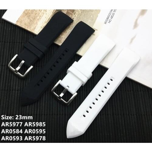 Luxury brand 23mm bent silicone rubber watchband belt for Armani watch band strap for AR5978AR5977AR5985AR0584AR059593 logo on