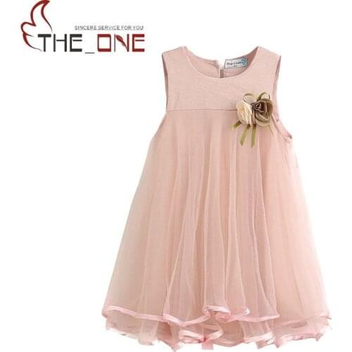Pretty Baby 2017 Summer Girls Sundress Kids Flower Cute Petal Sleeveless Cotton Princess Dresses Children Girl Dress Clothing