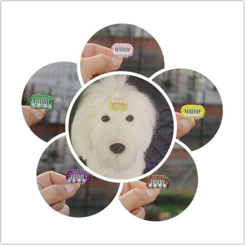 Dog Hair Clips Cat Grooming Supplies Pet Dogs Hairpin Stainless Steel Hair Comb Type Wig Clip 2.8CM Pearl Models