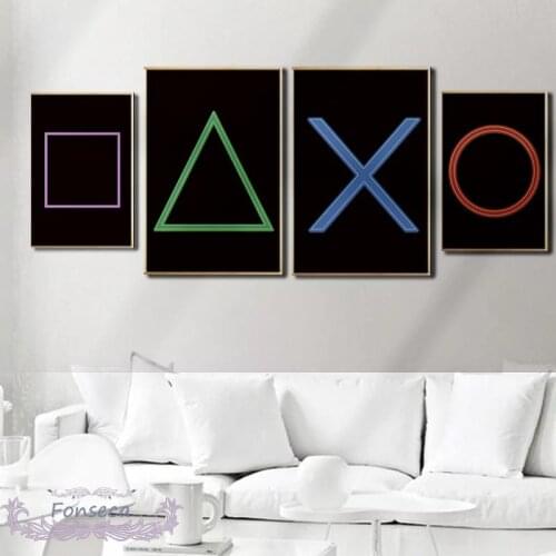 Modern Game Gamepad Button Canvas Painting Colorful Direction Key Pattern Printed Poster Wall Art Decor for Kids Children Room