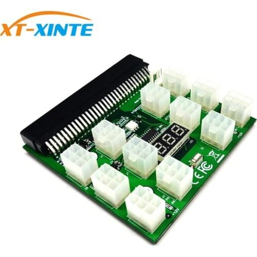 XT-XINTE PCI-E 12V 64Pin to 12 x 6Pin Power Supply Server Adapter Breakout Board for HP 1200W 750W PSU Server GPU BTC Mining