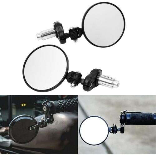 22mm Motorcycle Universal 7/8" Handle Bar End Rearview Mirror Motorbike ATV Metal Side Rear View Mirrors Folding Adjustable