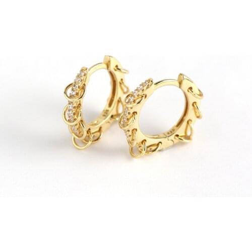 1Pair Diameter 15mm Piercing Design 925 Sterling Silver Earrings for Women 2020 Trend Jewelry With Rings Inlaid Zircon Earrings