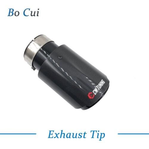 1Piece Black Trim Muffler Car Modification Rear Pipe Tail Glossy Carbon Fiber Universal Stainless Steel Throaty Tail Pipes