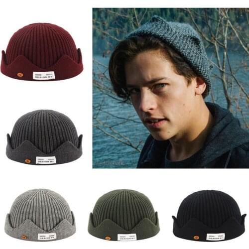 New Unisex Sailor Style Hemming Hat Crown Design Casual Fishermans Beanie Cap Warm Winter Hats For Men & Women Knitted Hat