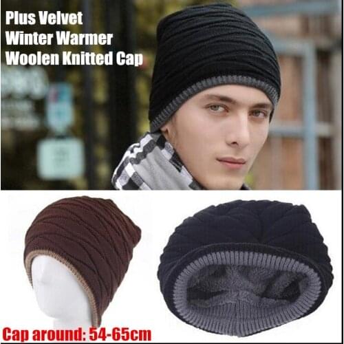 10pcs!Men&Women Unisex Beanie Top Quality Plus Velvet Winter Warmer Hip-hop Slouch Woolen Knitted Cap Snap Slouch Bonnet Hat