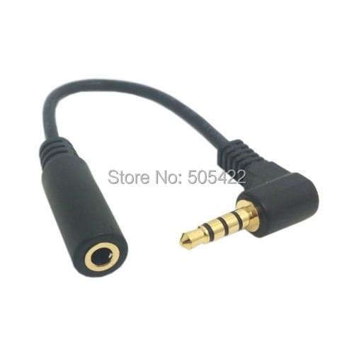 100pcs/lot Wholesale 3.5mm CTIA to OMTP Stereo 4 Pole Male to 4 Pole Female Audio Cable Cord 90 Degree Angle
