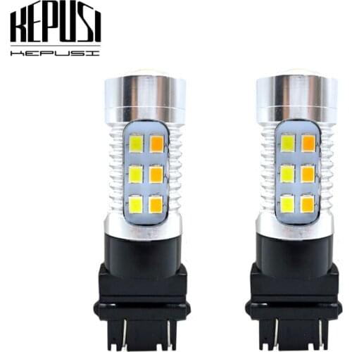2x High quality 3157 Dual Color Type White Amber Yellow Switchback LED 2835 smd LED DRL Turn Signal Light Parking Light Bulbs