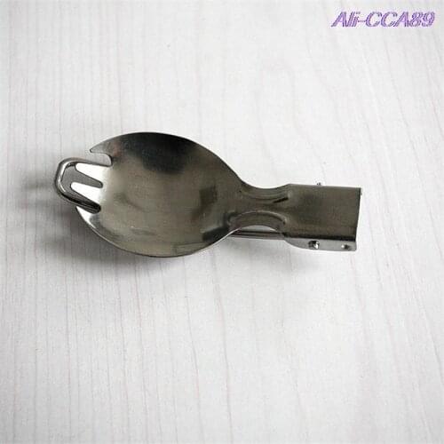 2 In 1 Spork Picnic Spoon Fork Outdoor Tableware Foldable Stainless Steel Traveling Camping Folding Cutlery Dishes