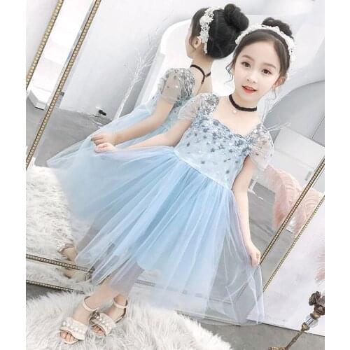 2020 New Baby Girls So Beautiful Flowers Embroidery Mesh Princess Dress Girl Kids Summer Dresses Vestidos Children Clothes