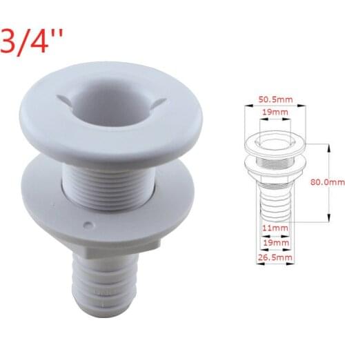 3/4' Plastic Thru-Hull Bilge Pump Drain or Vent Hose Fitting marine thru hull for Boats Accessories Yacht Sail RV Camper 6pcs