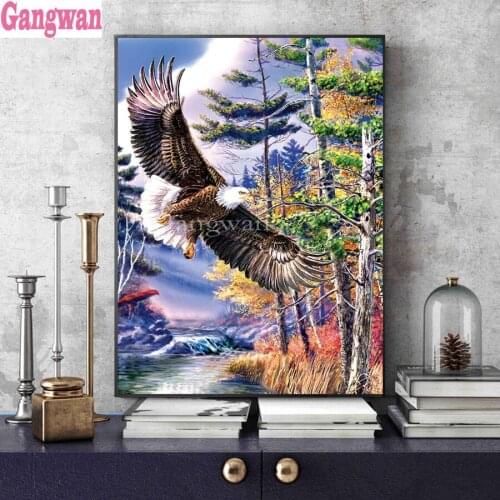 5D DIY Diamond Painting flying Eagle Art Full Square round Diamond Embroidery Mosaic painting American Animal Decoration Home