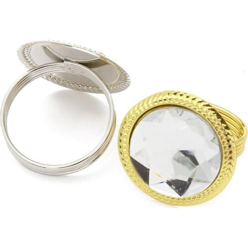 6PCS/metal imitation crystal diamond napkin ring gold and silver napkin holder table top decoration for western food gathering