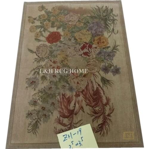 Free shipping 100% Hand Woven Woolen Aubusson Tapestry Gobelin carpet 100% handmade Tapestry antique 76x106cm