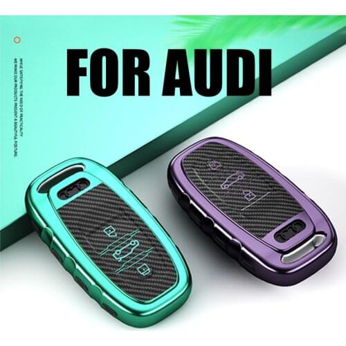 TPU Carbon fiber Car Key Case Cover Keychain For Audi A1 A3 A4 A5 A6 A7 A8 Quattro Q3 Q5 Q7 2009 2010 2011 2012 2013 2014 2015