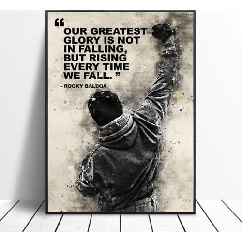 Black White Rocky Balboa Boxing Canvas Printing Posters and Prints Motivational Posters Wall Art for Bedroom Decor