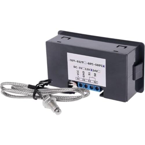 Digital Temperature Controller -60~500 degrees Celsius K-type M6 Probe Thermocouple Sensor Embedded Thermostat J6PC