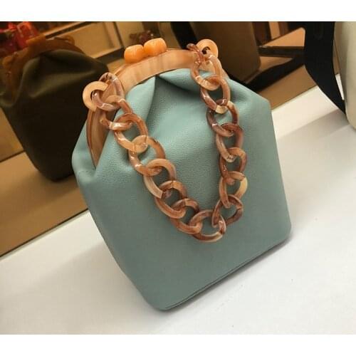 Women handbags PU Acrylic handle Bucket designer bags Fashion chains Korean Solid Hasp aesthetic Mori girl Euro-America style