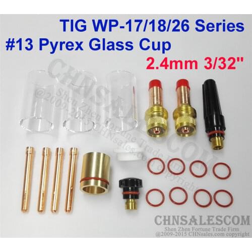 CHNsalescom 21 pcs TIG Welding 45V26 Gas Lens #13 Pyrex Cup Kit for Tig WP-17/18/26 3/32"