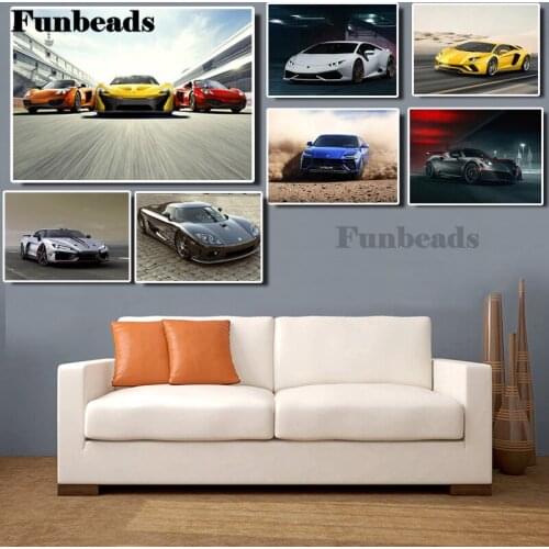 Customizable sports car full square, round diamond painted cross stitch car hobby picture Mosaic home decoration diamond FF5017
