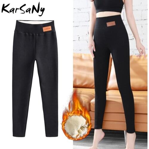 Womens Warm Pants Winter Fleece Leggings 6XL High Waist Trousers Black Thick Velvet Leggings Women Winter Pants Plus Size