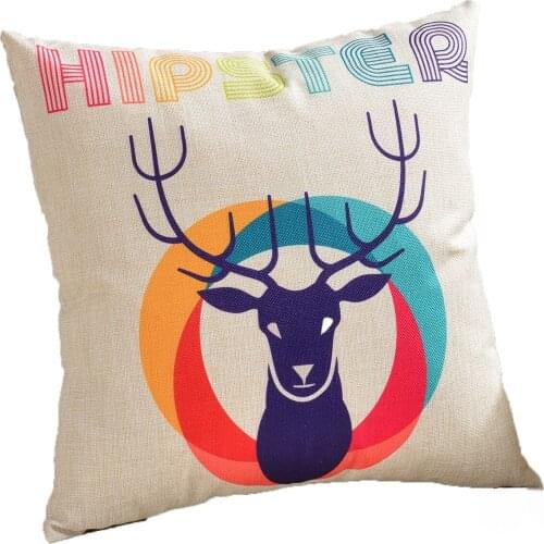 Linen pillow 45 * 45 case digital hot printing fashion landscape deer sofa car office cushion cover home decoration 2021 New