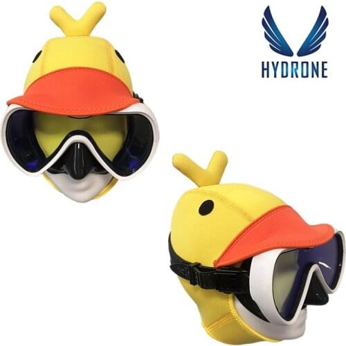 Scuba Diving Hood Mask Snorkel 3MM Neoprene Yellow Duck Style Free Dive Hood Hat Cap Wetsuit Underwater Freediving Sunscreen