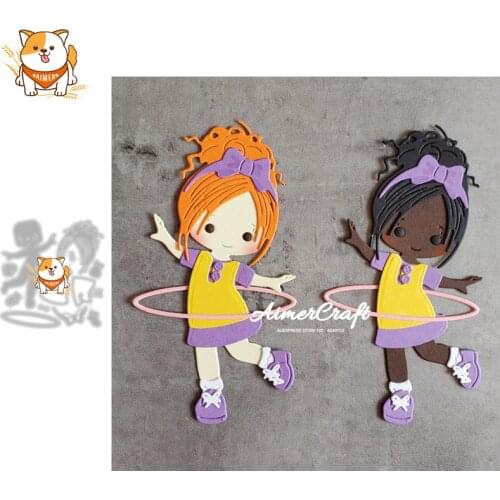 Girl Hula hoop Metal Cutting Dies Mold Knife Scrapbooking Stencil DIY Embossing Craft Die Cuts Card Making New Dies For 2021
