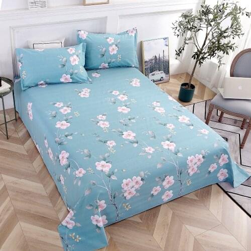 Microfine Bed Sheets 100% Cotton Bed Sheets and Pillowcases Flat Sheet Printed All Season 1.8m 2m Plain Bedsheets Queen Sheets