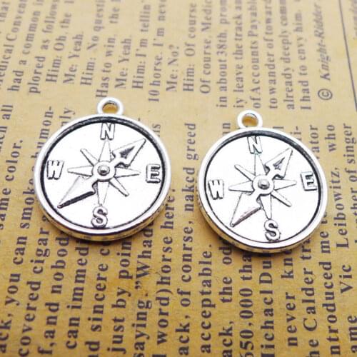 RAINXTAR Fashion Alloy Camping Compass Charms 20*24m 10pcs AAC223