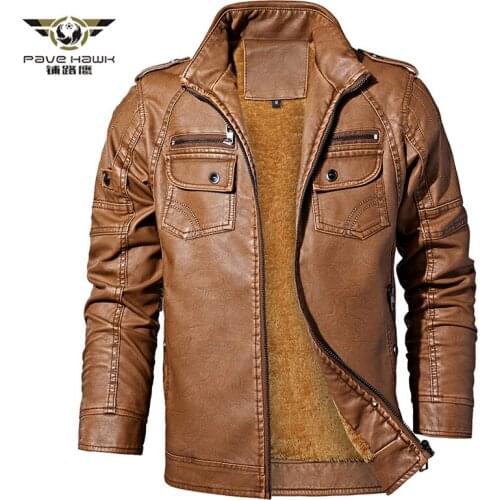Mens Fleece Winter Leather Jacket Men Casual Motorcycle Multi-pocket Outwear Thicken Business Coat Plus Size 4XL