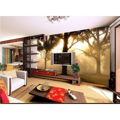 Custom landscape wallpaper,the sun through the woods murals for the sitting room bedroom TV setting wall waterproof wallpaper