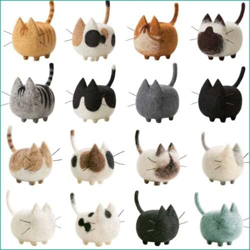 Non Finished Kit Handmade Animal Felt Kit Craft Toy No Face Cat Dog Tiger Siamese Shiba Needle Felting Wool Poked Material