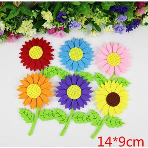 New Non-woven 6 Color Sun Flower Felt Pad Craft Wholesale Kindergarten Environment Layout Classroom Decoration Wall Stickers DIY