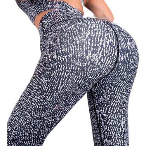 New sports fitness printed design high waist honey peach buttock yoga pants speed dry sports pants buttock lift tight women