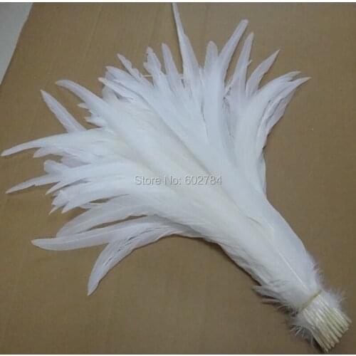 EMS Free Shipping rooster feathers 100pcs/lot 12-14" 30-35cm pure white rooster tail feather for party performance