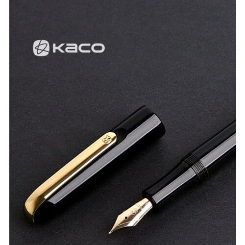 Original KACO Luxury Pen 14K Gold Tip Fountain Pen For Men F 0.5mm Office Business Signature Calligraphy Pen Boss Gift Box