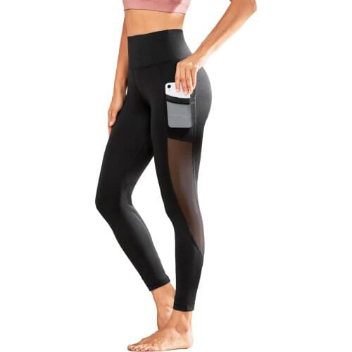 High waist sports Mesh legging with pocket for women fashion new Girls workout stretch Yoga pants plus size Elastic leggings