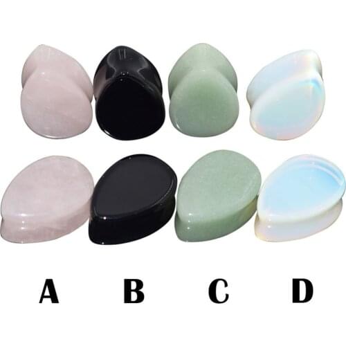 MODRSA 1Piece Water Drop Natural Stone Ear Plugs and Tunnels Flesh Piercing Earring Gauges Ears Expanders Body Jewelry