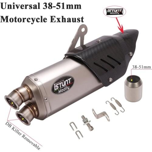 Universal 38-51mm Motorcycle Racing Exhaust Tail Escape Modified 2 Holes Muffler DB Killer For R25 Z900 DUKE 390 ZX10R GSR750 R6