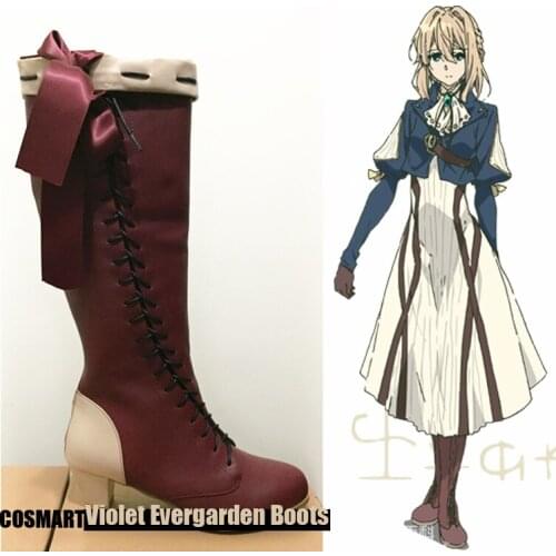 [STOCK]Anime Auto Memories Doll Violet Evergarden Cosplay Shoes Victoria Retro Boots Brown And Grey 2 Styles