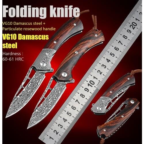 Damascus pocket knives hunting knife survival outdoor utility tactical knife camping self defense knife