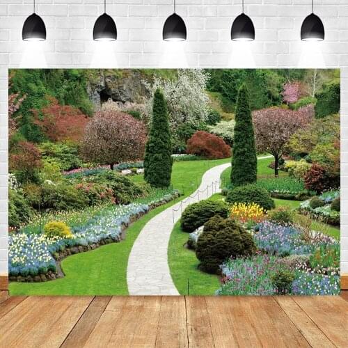 Yeele Spring Scene Natural Scenery Flower Park Passage Photography Backdrop Photographic Decoration Backgrounds For Photo Studio