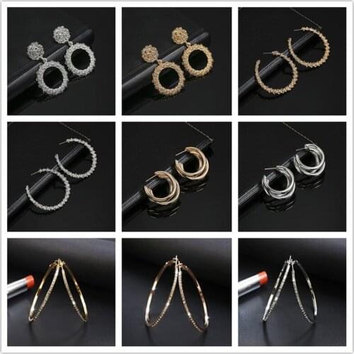 2019 New Fashion Drop Earring For Women Round Circle Heavy Metal Statement Earrings Gift For Wedding Party Jewelry