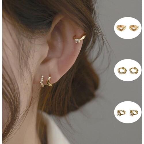 Lady Novel Ear Pierced Rhinestone Ears Elegant Female Trendy Mini Ear Stud Shiny Earring for Women Jewelry
