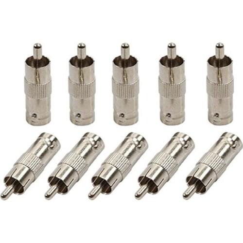 10PCS BNC Female Jack to RCA Male Plug Adapter Straight Connector for CCTV Security Camera