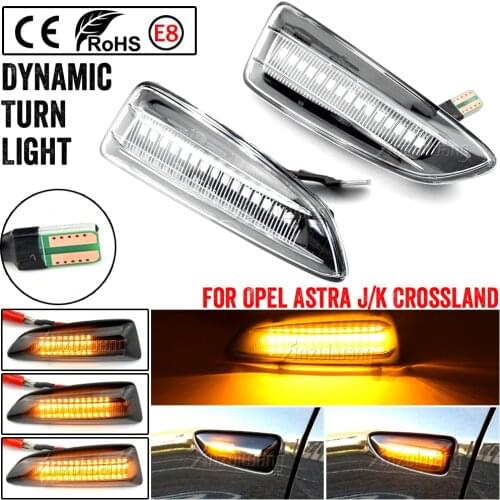 2PCS Dynamic LED Side Marker Lights 12V Flowing Turn Signal Light Side Repeater Lamp Panel Lamp for Opel for Vauxhall Astra J K