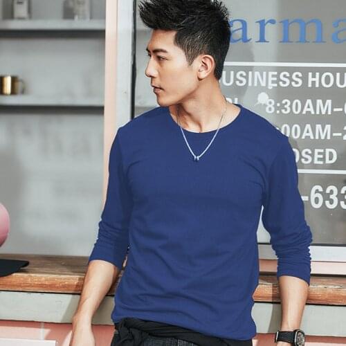 MRMT 2021 Brand New Winter Mens T-shirt Cotton Pure Color Long Sleeve Round Collar T-shirt for Male Tops Tshirt